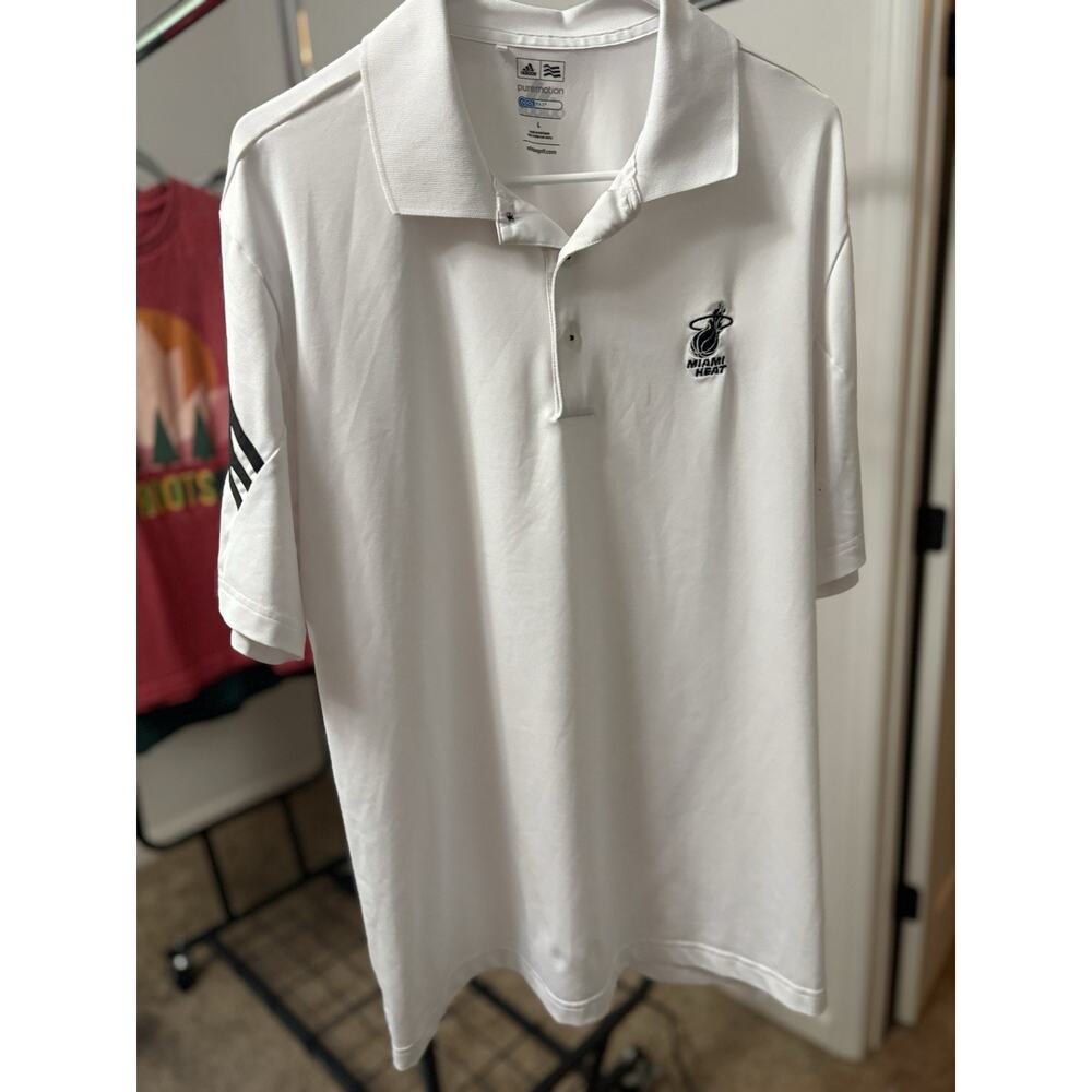 Miami Heat Coach Polo Adidas Size Large